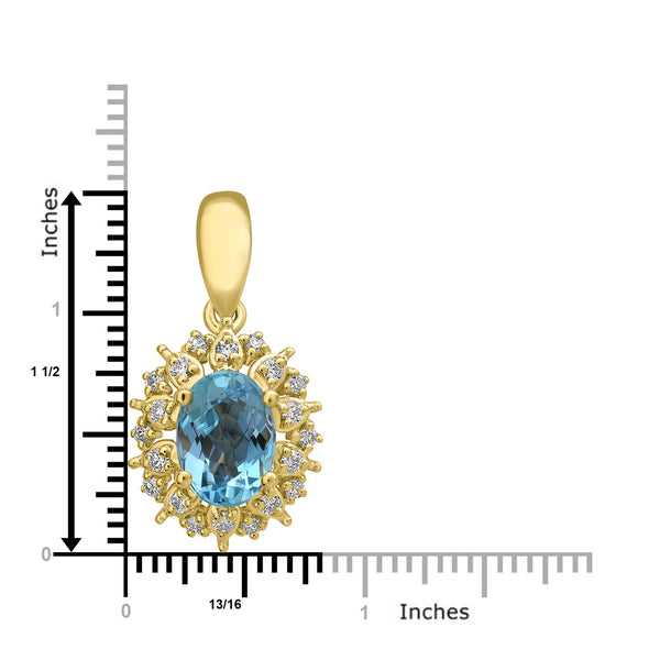 0.81ct Aquamarine Pendants with 0.13tct Diamond set in 18K Yellow Gold