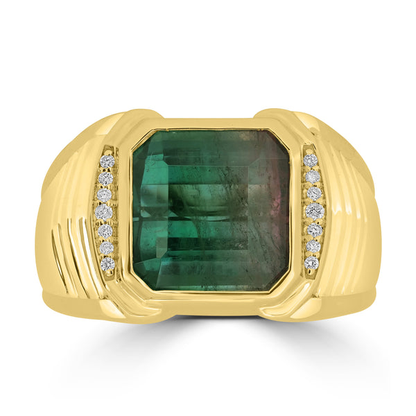 7.44ct Tourmaline Rings with 0.07tct Diamond set in 18K Yellow Gold