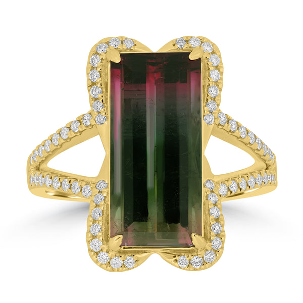 5.33ct Tourmaline Rings with 0.28tct Diamond set in 18K Yellow Gold