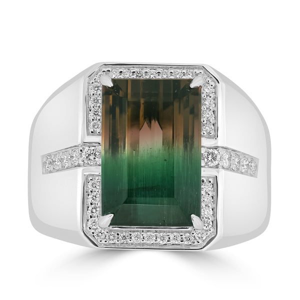 9.55ct Tourmaline Rings with 0.34tct Diamond set in 18K White Gold