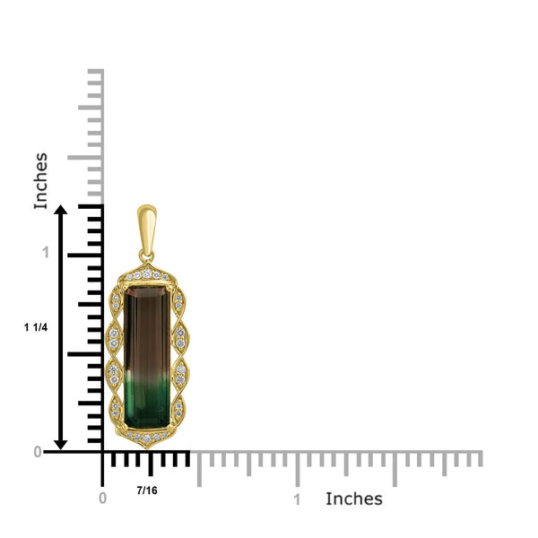 5.67ct Tourmaline Pendants with 0.18tct Diamond set in 18K Yellow Gold
