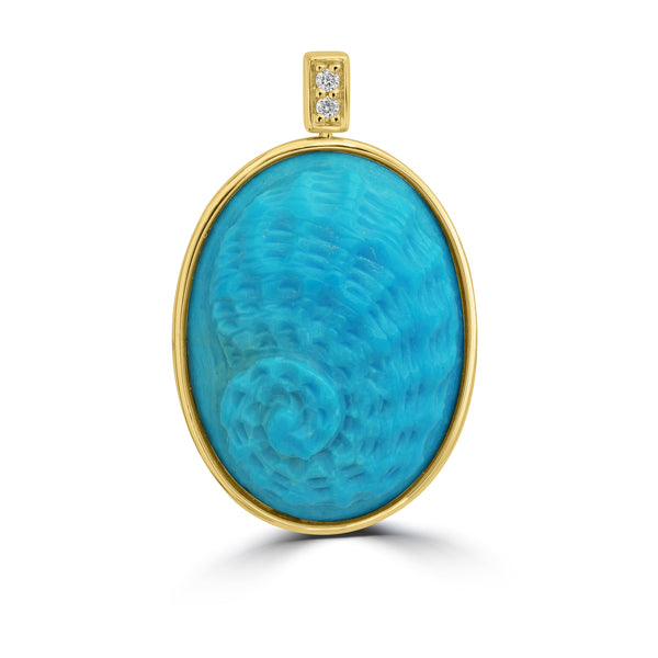 24.36ct Turquoise Pendants with 0.03tct Diamond set in 18K Yellow Gold