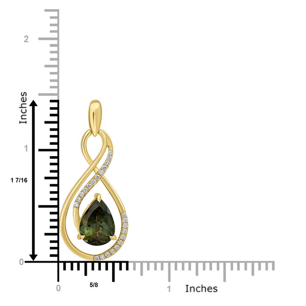 2.99ct Tourmaline Pendants with 0.165tct Diamond set in 18K Yellow Gold