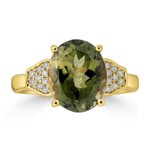 3.71ct Tourmaline Rings with 0.1tct Diamond set in 18K Yellow Gold