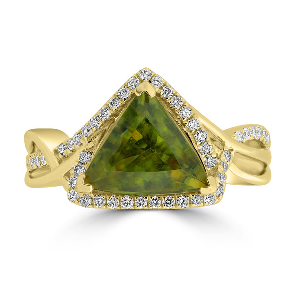 3.4ct Sphene Rings with 0.27tct Diamond set in 18K Yellow Gold