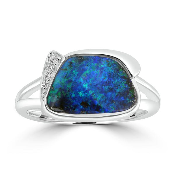 4ct Opal Rings with 0.03tct Diamond set in 18K White Gold