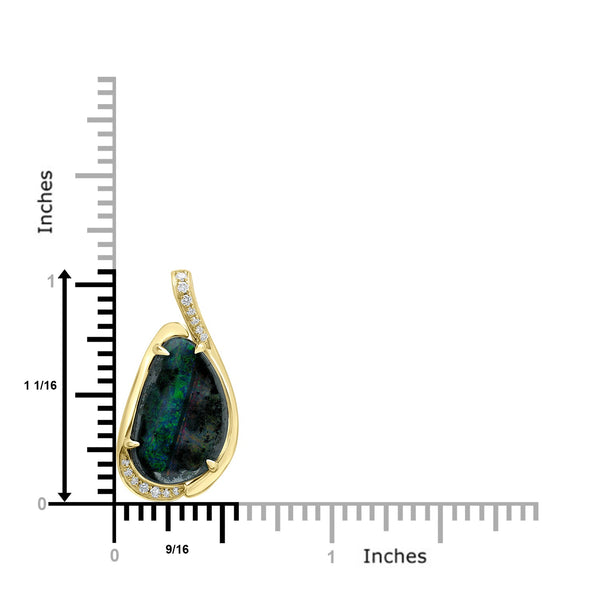 7.6ct Black Opal Pendants with 0.09tct Diamond set in 18K Yellow Gold