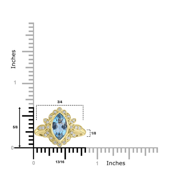 1.58ct Aquamarine Rings with 0.17tct Diamond set in 18K Yellow Gold