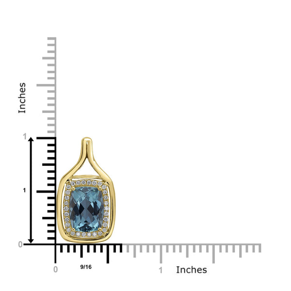2.86ct Aquamarine Pendants with 0.16tct Diamond set in 18K Yellow Gold