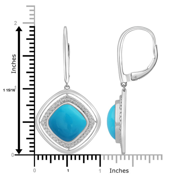 7.04ct Turquoise Earrings with 0.31tct Diamond set in 18K White Gold