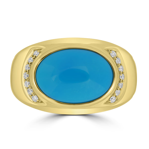 4.68ct Turquoise Rings with 0.12tct Diamond set in 18K Yellow Gold