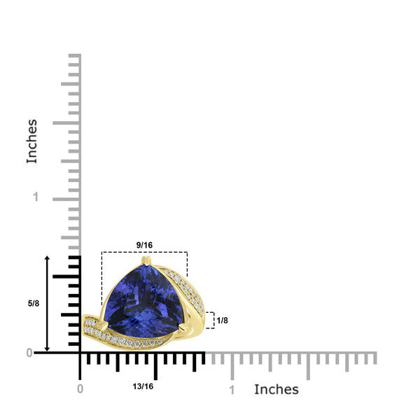 7.58ct Tanzanite Rings with 0.21tct Diamond set in 18K Yellow Gold
