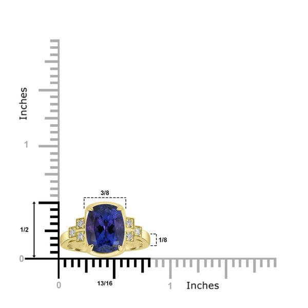 4.54ct Tanzanite Rings with 0.12tct Diamond set in 18K Yellow Gold