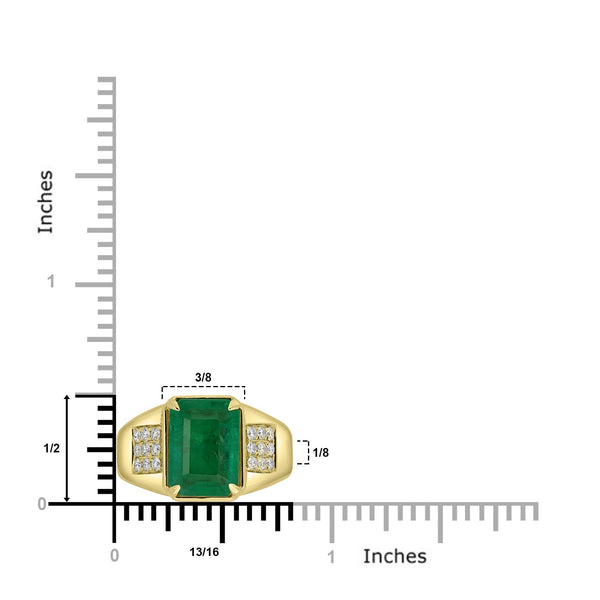 3.12ct Emerald Rings with 0.28tct Diamond set in 18K Yellow Gold