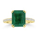 3.4ct Emerald Rings with 0.22tct Diamond set in 18K Yellow Gold