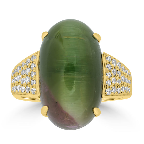 18.05ct Tourmaline Rings with 0.35tct Diamond set in 18K Yellow Gold