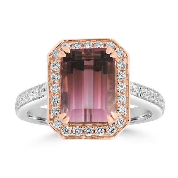 3.47ct Tourmaline Rings with 0.36tct Diamond set in 18K Two Tone Gold