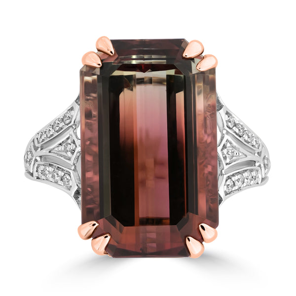 13.45ct Tourmaline Rings with 0.14tct Diamond set in 18K Two Tone Gold