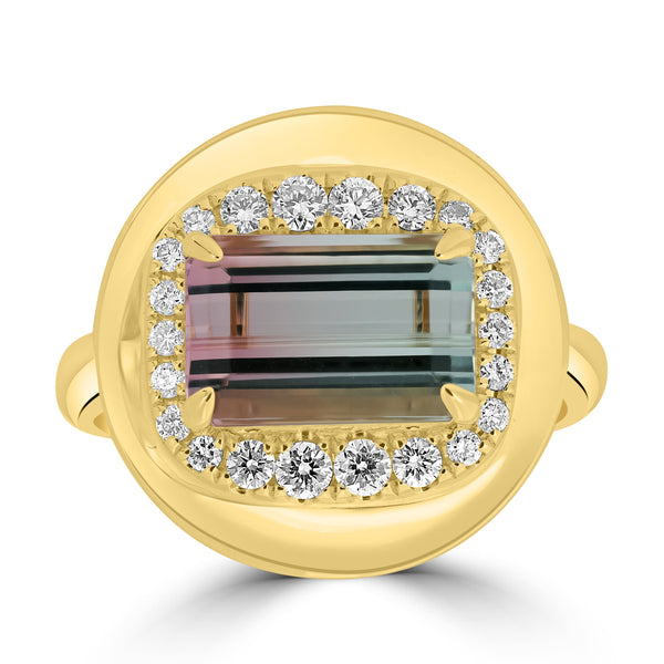 3.24ct Tourmaline Rings with 0.35tct Diamond set in 18K Yellow Gold