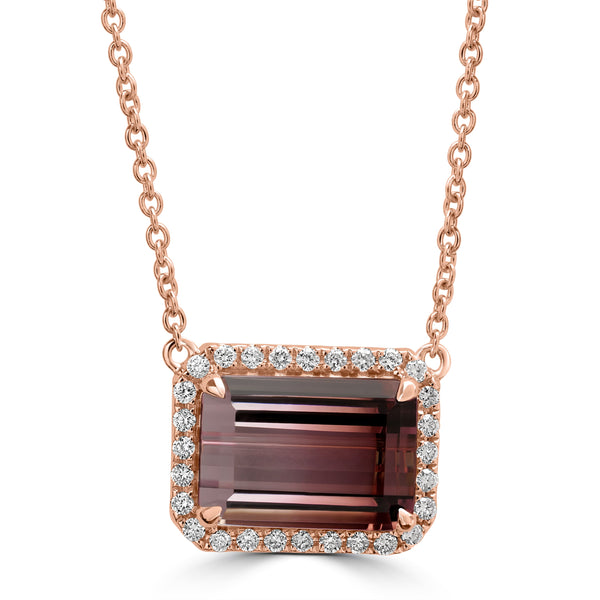 5.6ct Tourmaline Necklaces with 0.25tct Diamond set in 18K Rose Gold