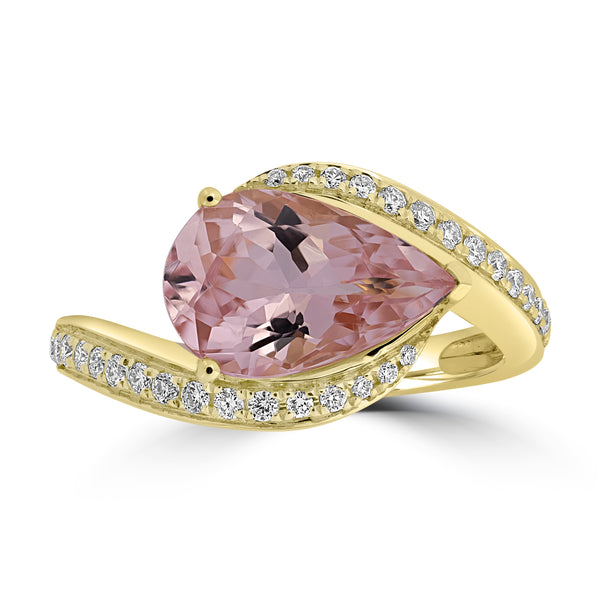 2.91ct Tourmaline Rings with 0.26tct Diamond set in 18K Yellow Gold