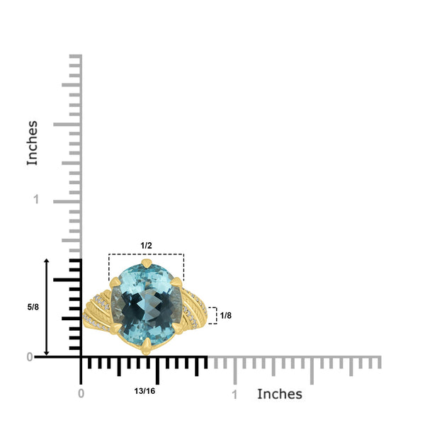 7.70ct Aquamarine Rings with 0.22tct Diamond set in 18K Yellow Gold