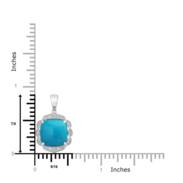 3.13ct Turquoise Pendants with 0.12tct Diamond set in 18K White Gold