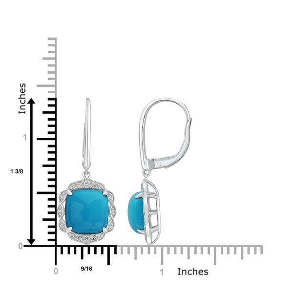 6.63ct Turquoise Earrings with 0.25tct Diamond set in 18K White Gold