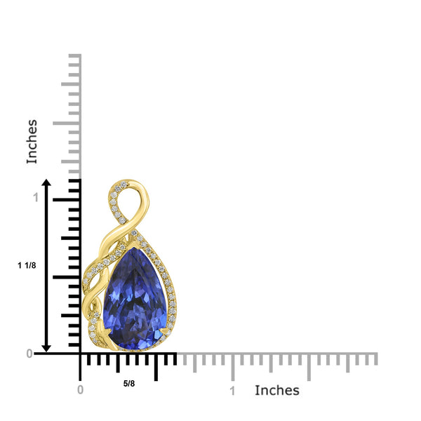 8.57ct Tanzanite Pendants with 0.2tct Diamond set in 18K Yellow Gold