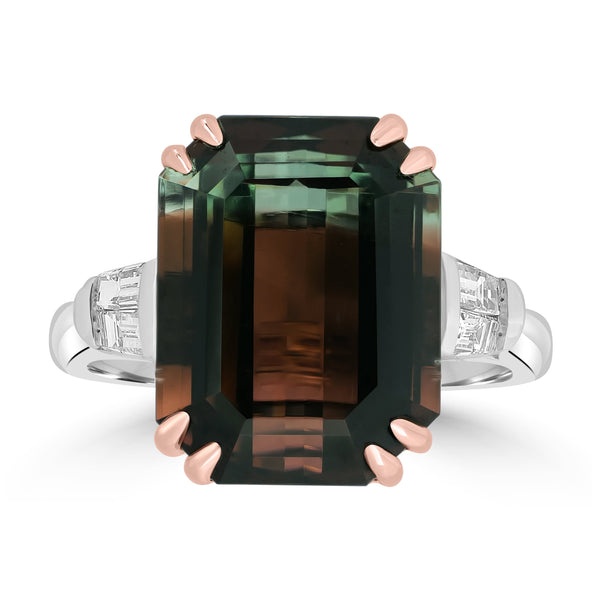 11.03ct Tourmaline Rings with 0.28tct Diamond set in 18K Two Tone Gold