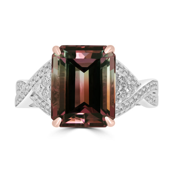 5.87ct Tourmaline Rings with 0.24tct Diamond set in 18K Two Tone Gold