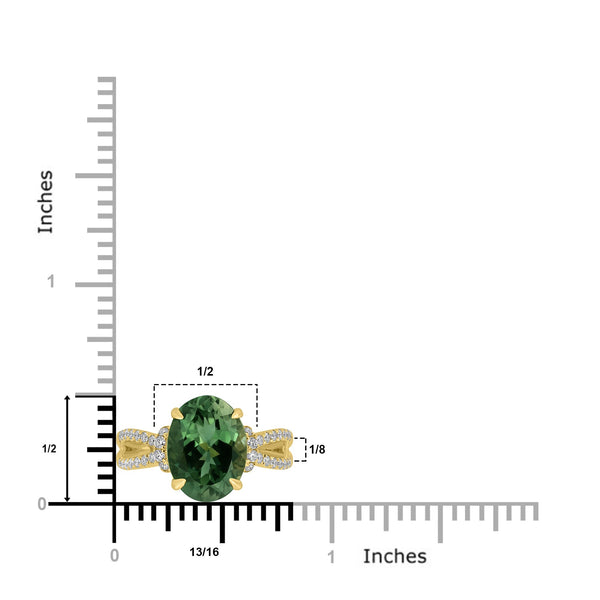 3.8ct Tourmaline Rings with 0.27tct Diamond set in 18K Yellow Gold