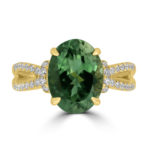 3.8ct Tourmaline Rings with 0.27tct Diamond set in 18K Yellow Gold