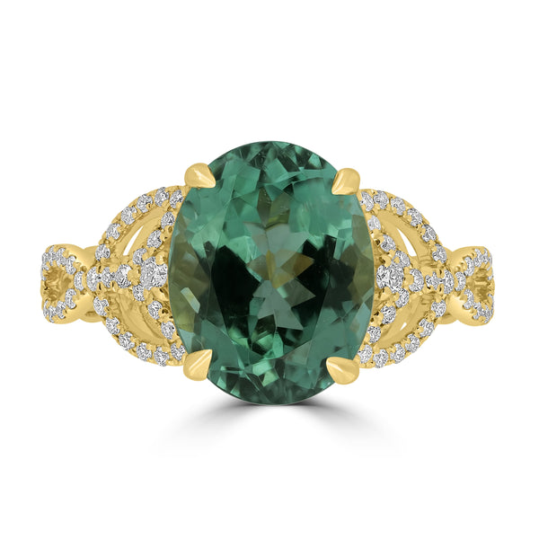 4.24ct Tourmaline Rings with 0.25tct Diamond set in 18K Yellow Gold