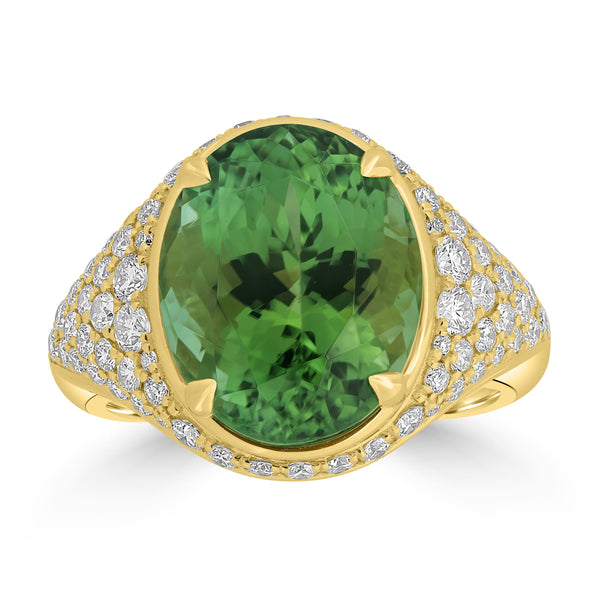 8.18ct Tourmaline Rings with 0.98tct Diamond set in 18K Yellow Gold