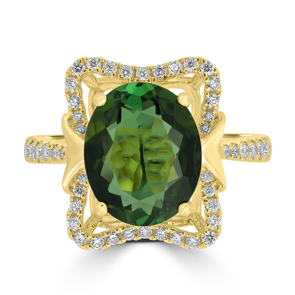 3.48ct Tourmaline Rings with 0.32tct Diamond set in 18K Yellow Gold