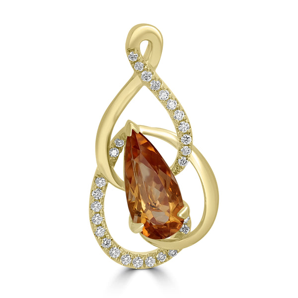 1.37ct Imperial Topaz Pendants with 0.103tct Diamond set in 18K Yellow Gold