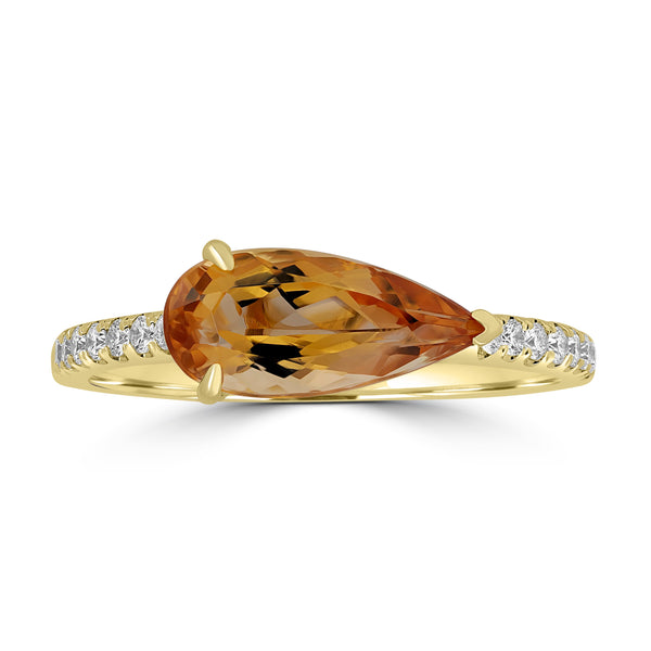 1.89ct Imperial Topaz Rings with 0.167tct Diamond set in 18K Yellow Gold