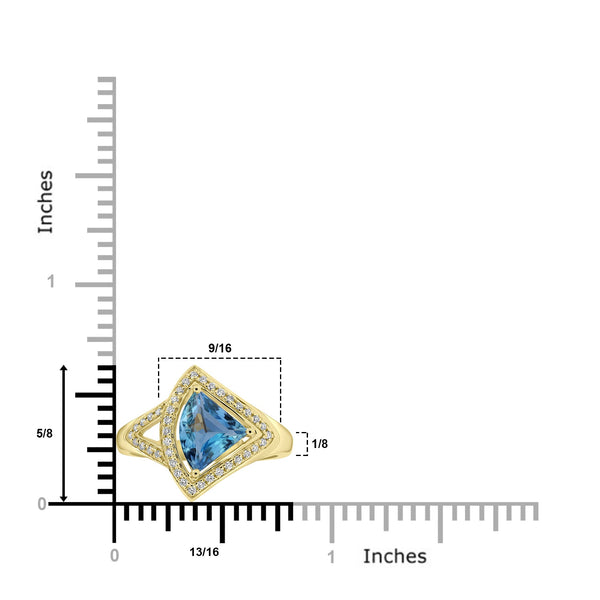 1.25ct Aquamarine Rings with 0.179tct Diamond set in 18K Yellow Gold