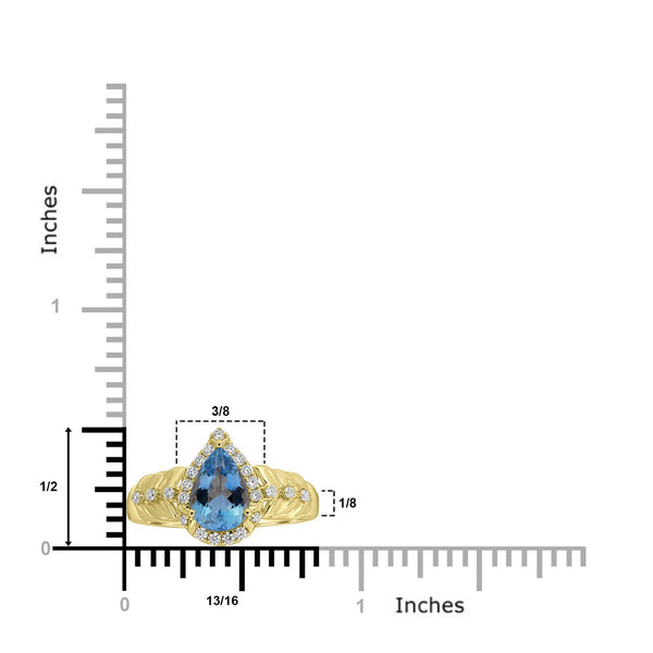 1.234ct Aquamarine Rings with 0.222tct Diamond set in 18K Yellow Gold