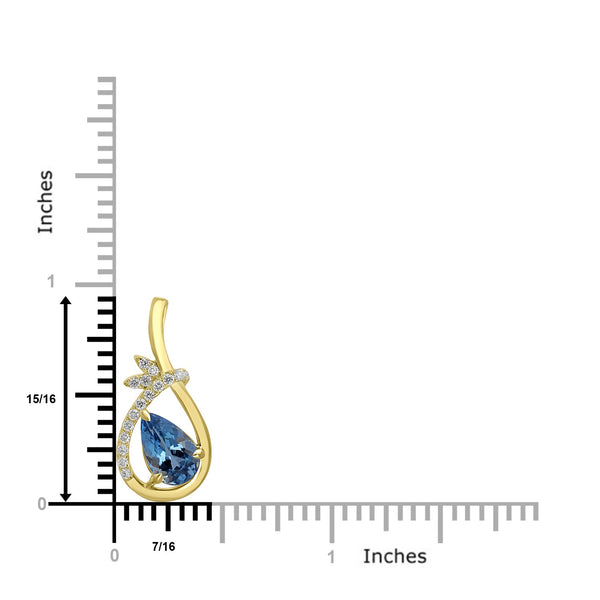 1.41ct Aquamarine Pendants with 0.151tct Diamond set in 18K Yellow Gold
