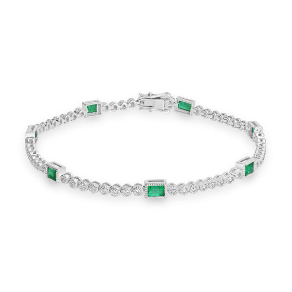 1.38ct Emerald Bracelets with 0.702tct Diamond set in 18K White Gold