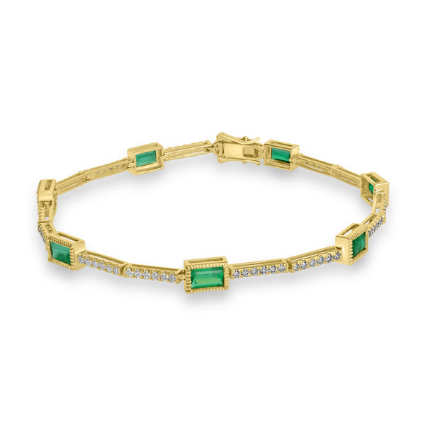 2.667ct Emerald Bracelets with 1.046tct Diamond set in 18K Yellow Gold