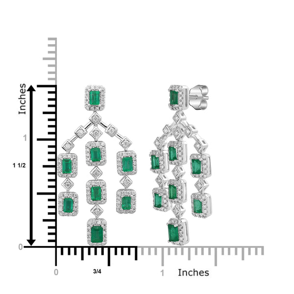 2.1ct Emerald Earrings with 1.068tct Diamond set in 18K White Gold