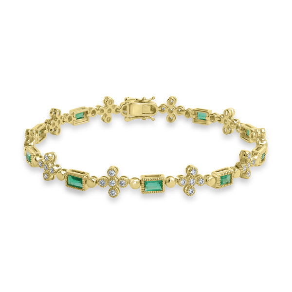 1.38ct Emerald Bracelets with 0.777tct Diamond set in 18K Yellow Gold