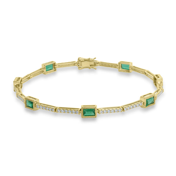 1.65ct Emerald Bracelets with 0.981tct Diamond set in 18K Yellow Gold