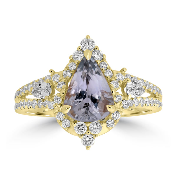 2.01ct Sapphire Rings with 0.658tct Diamond set in 18K Yellow Gold