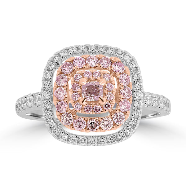 0.11ct Pink Diamond Rings with 0.83tct Diamond set in 18K Two Tone Gold