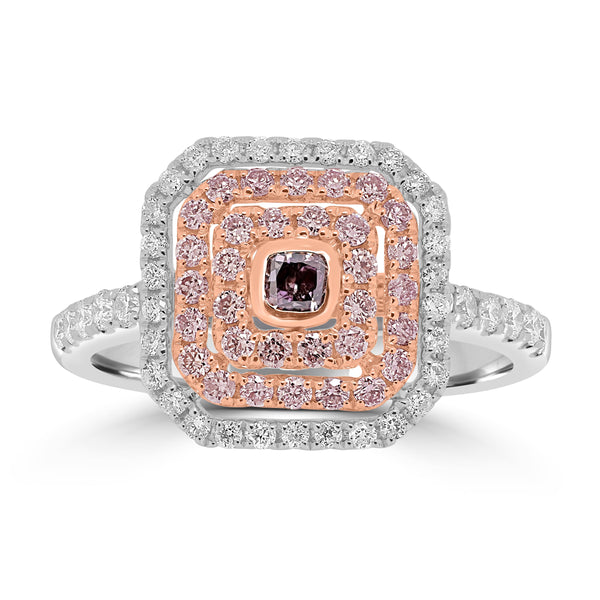 0.15ct Pink Diamond Rings with 0.77tct Diamond set in 18K Two Tone Gold