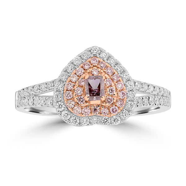 0.11ct Pink Diamond Rings with 0.43tct Diamond set in 18K Two Tone Gold
